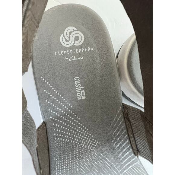 CLARKS Cloudsteppers Arla Jacory Strappy Wedge Gray/White Comfort Sandals 10M - Picture 8 of 11